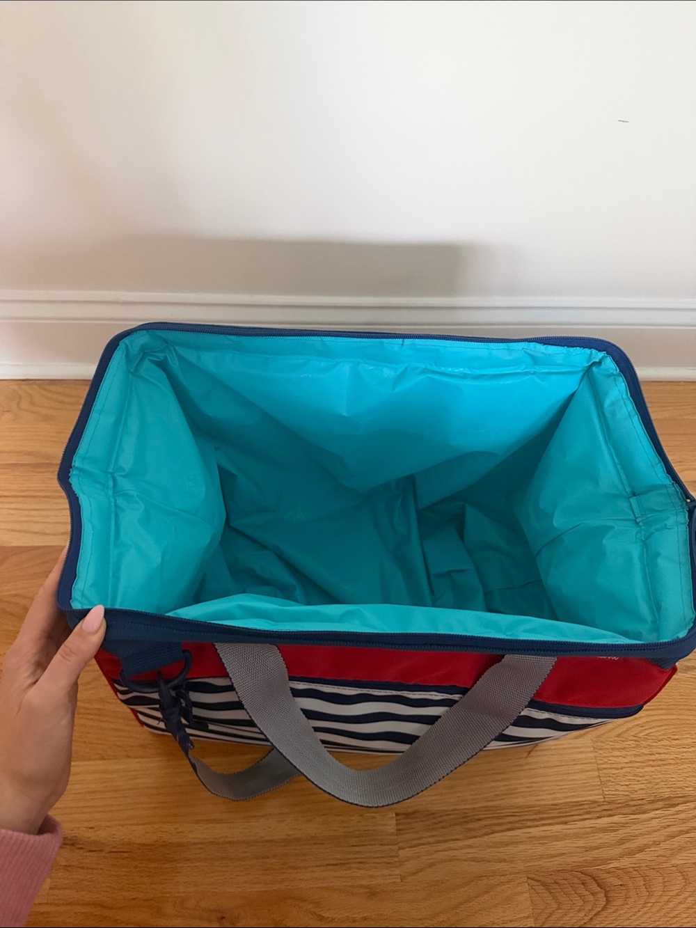 Arctic Zone 40 Can Picnic Cooler Insulated Tote Bag Navy Stripe - Picture 7 of 10